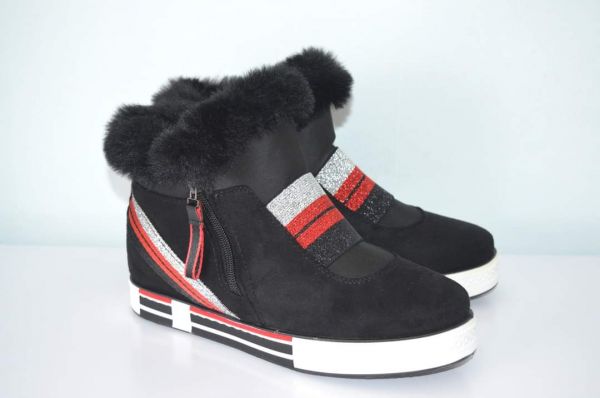 Botine-adidași înalți din piele si zamşă artificială  000097